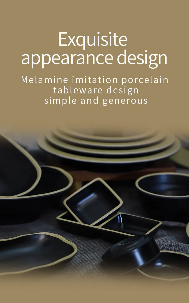 Hotel party serving dishes bowl dinner black and brown tableware dinnerware set melamine plates restaurant