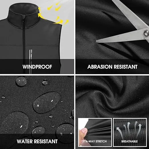 Men's Golf Vest 7 Pockets Lightweight Reflective Softshell Vest