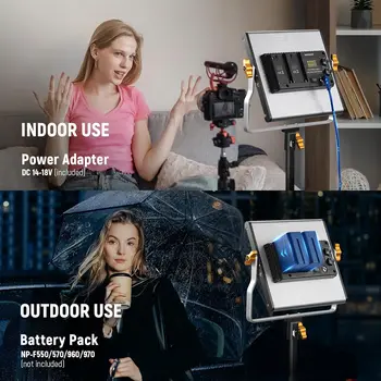 Neewer 2 Packs Dimmable Bi-color 480 LED Video Light and Stand Lighting Kit Includes: 3200~5600K CRI 96+ LED Panel With U detail image