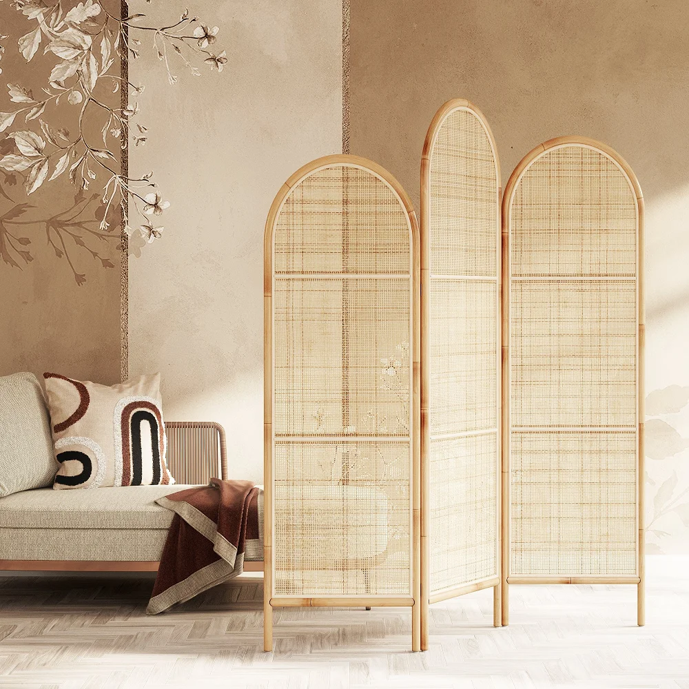 Curated visual reference: Double Hinged Rattan Partition Freestanding Folding Privacy Screen For Photo Inspiration