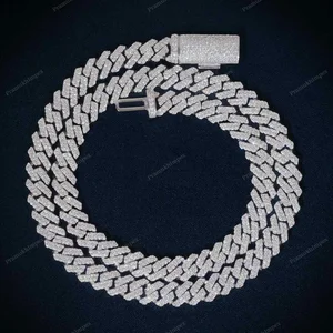 Gold Plated VVS Moissanite Pass Diamond Tester GRA Certified Hip Hop Style Ice Prong 8mm 18inch Cuban Link Chain