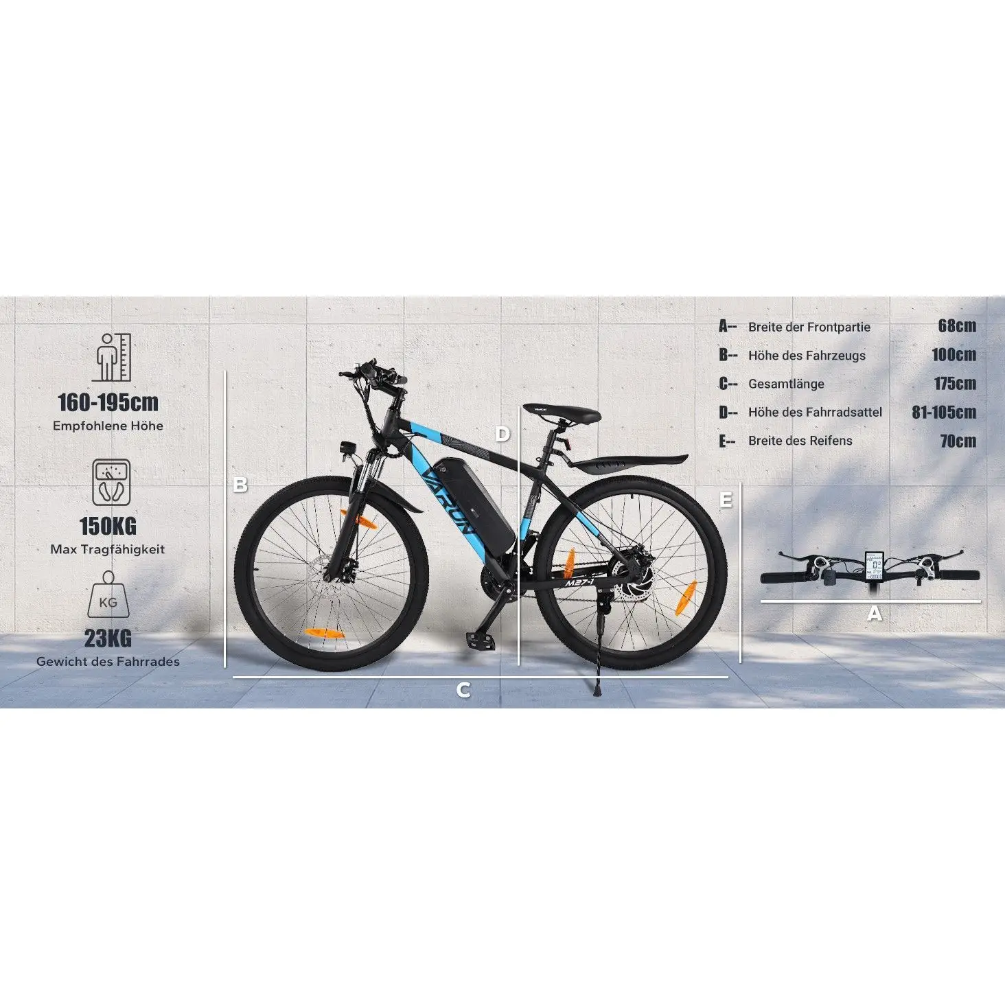 VARUN M27 Elektrofahrrad 27.5 * 1.95 Zoll Tire, 48V 13AH elektrisches Mountainbike