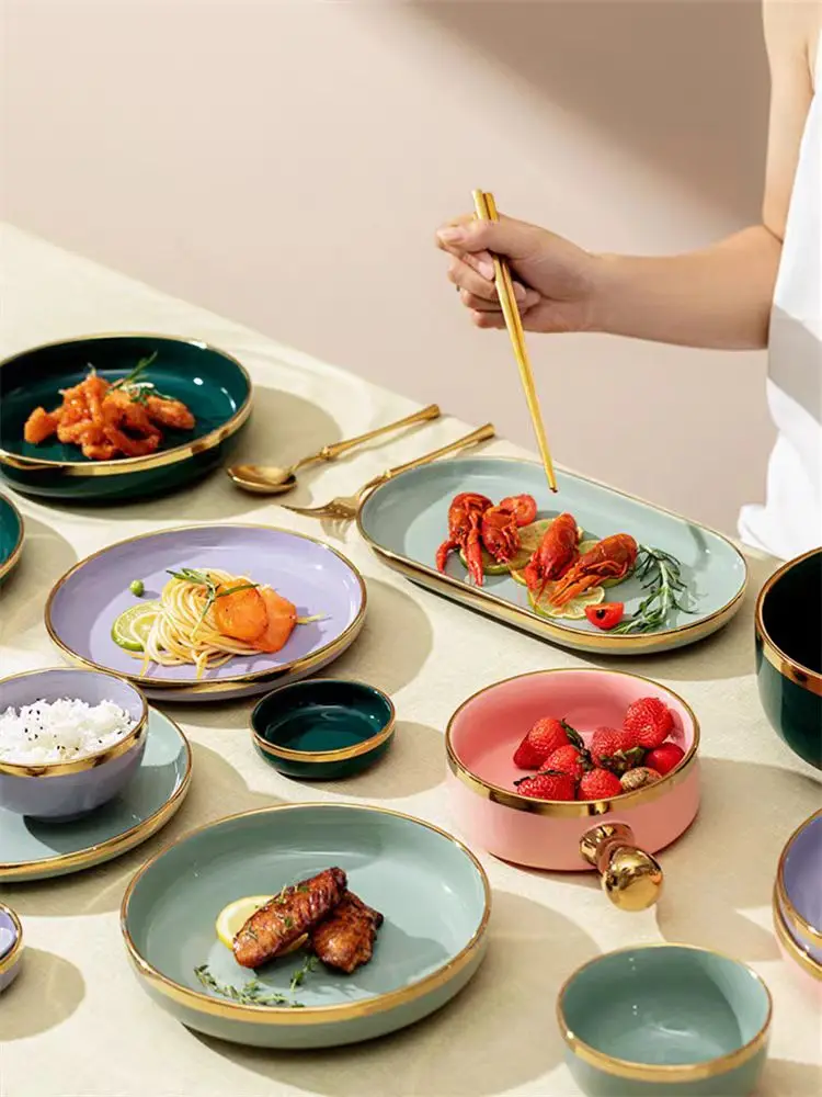 Tableware Home Used Dishes Set Plates Porcelain Ceramic Dinner Sets Plate for Restaurant Hotel supplier