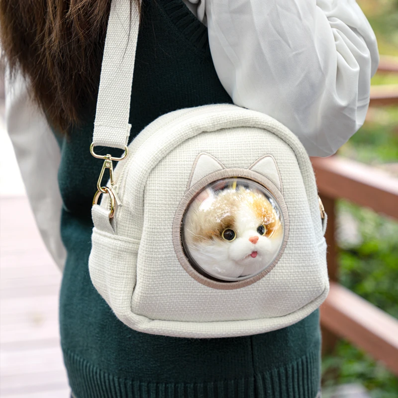DUPAN 2026 New Cute Cat Head Pendant Backpack Women Large Capacity Multi-Function Daily Use One Shoulder Zipper Handbag