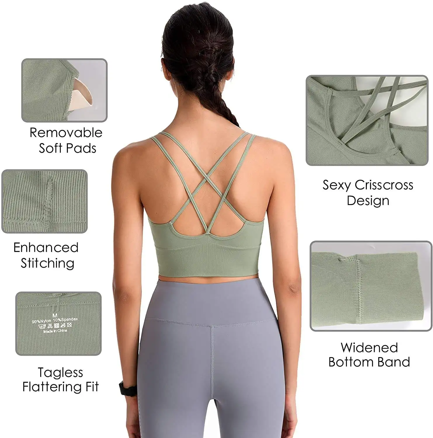 Thin Strap Cross Back Yoga Sports Bra Quickdrying Top Shockproof