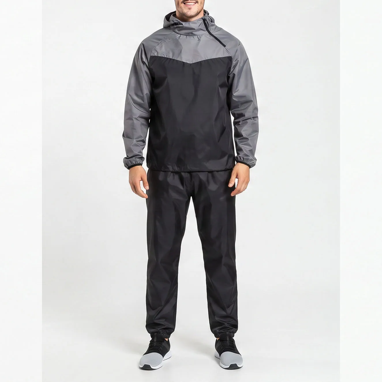 100% Polyester Lightweight Unisex Workout Color Block PVC Sweat Suit Jacket Fat Burner Sauna Suits Weight Loss Leisure Bottoms