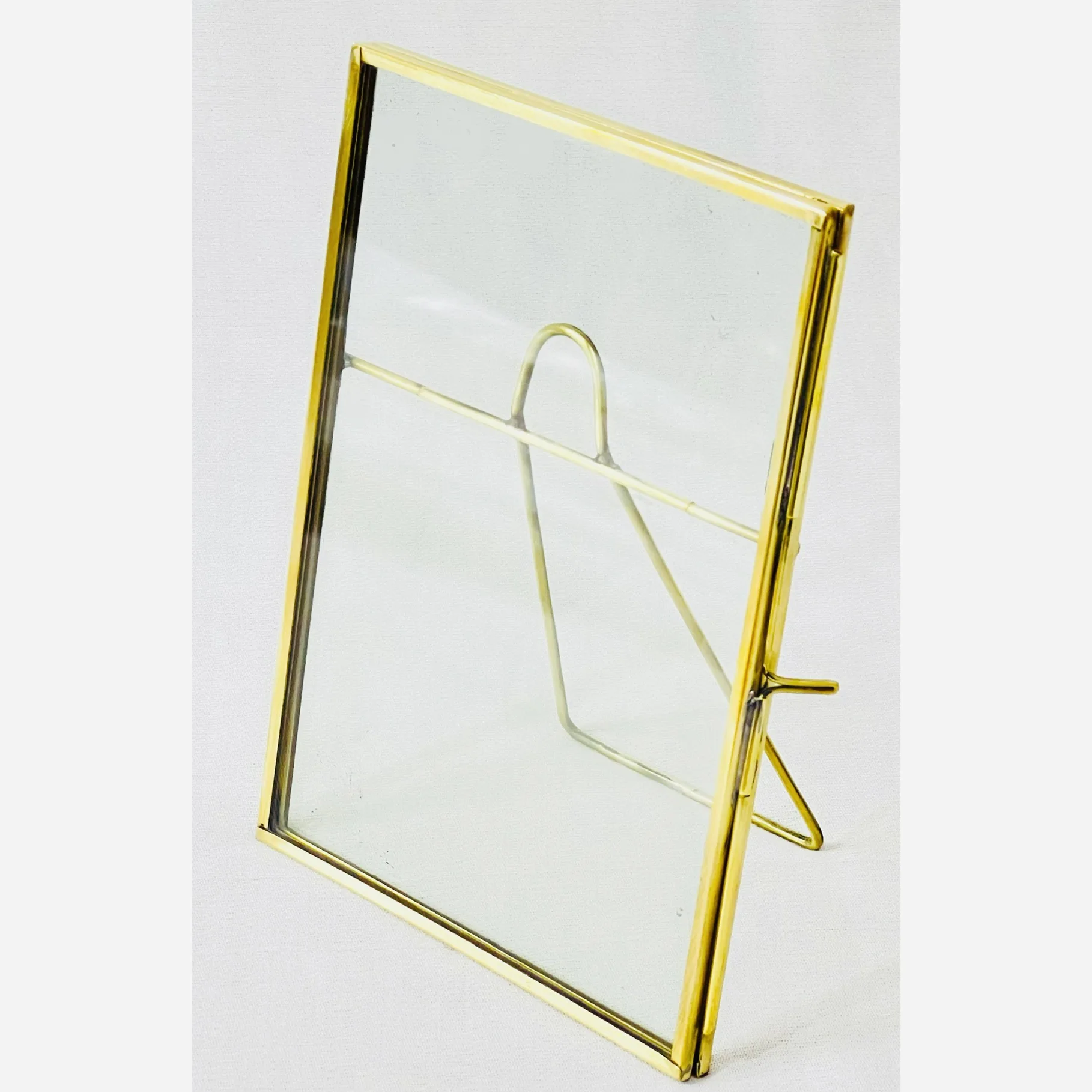 Brass And Glass Photo Frame With Stand Table Top Metal Photo Frame With