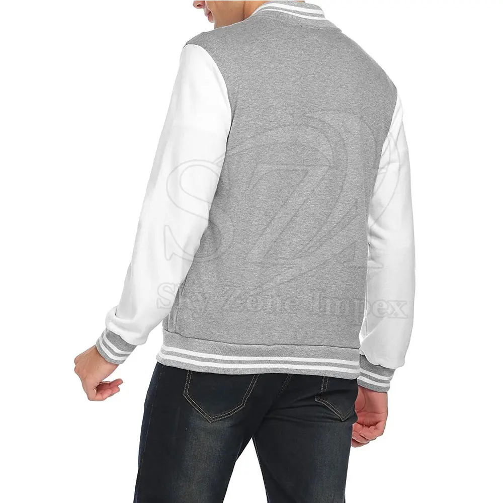 Light Grey Color Letterman Jacket Street Wear Letterman Jacket Custom