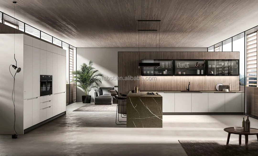 High Quality White Kitchen Cabinet Modern Kitchen Cabinets & Accessories Simple American Style Lacquer Kitchen Cabinet