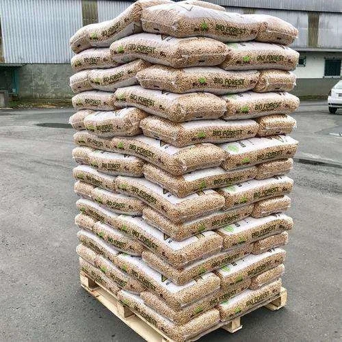 Pine Wood Pellets 15kg Plastic Bags En Plus A1 / Din Plus Biomass ...