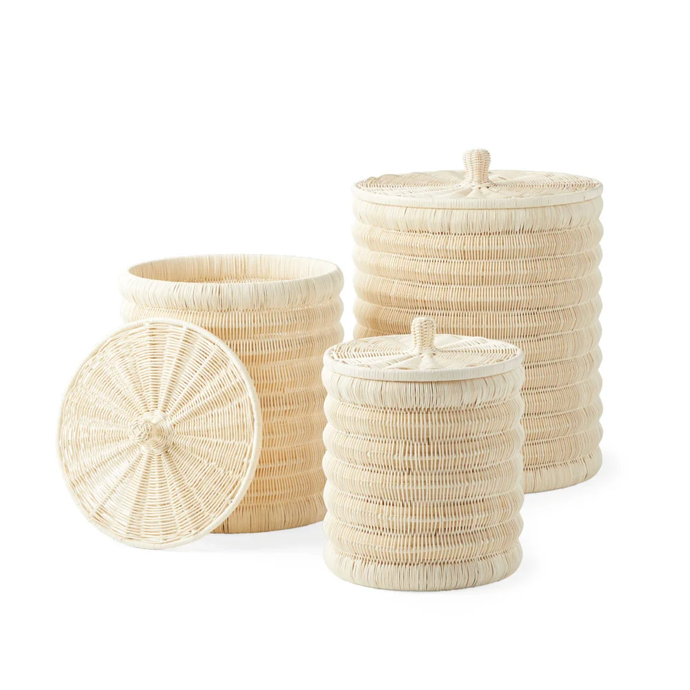 New Design Natural Small Round Straw Storage Basket Closet Storage And