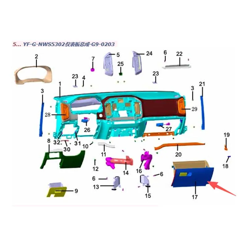 Conjunto de Guantera para Camioneta Zxauto Terralord 2016-, Nuevo