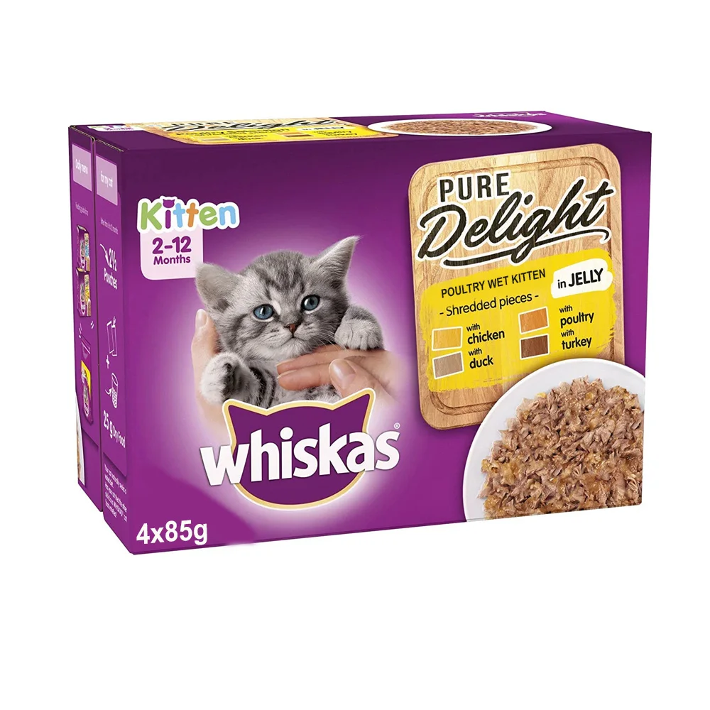 Whiskas Pure Delight Poultry Wet Kitten Food 4x85g - Buy Protein Pet ... - Whiskas Wet Kitten Food High In Oats