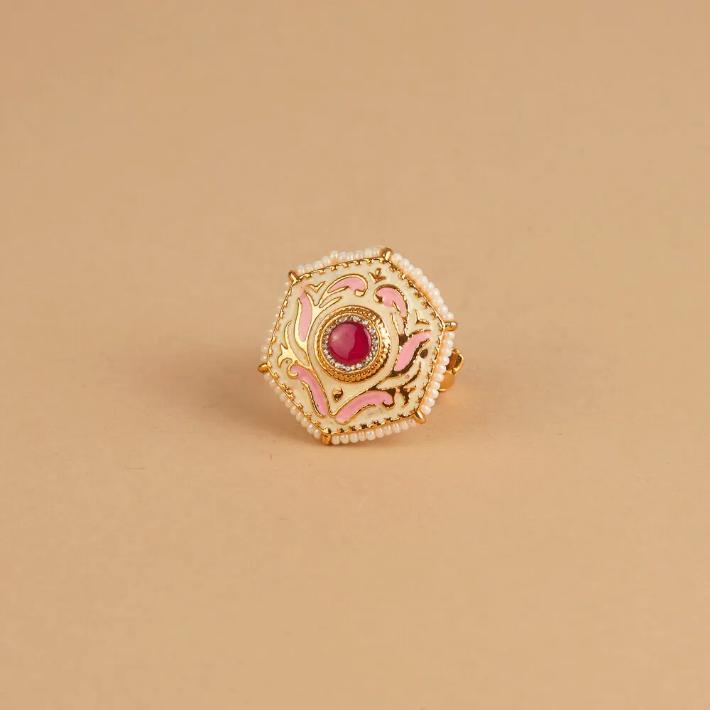 Latest Handmade Export Quality Gold Plated Antique Meenakari Finger Ring Classic Fashion Rings