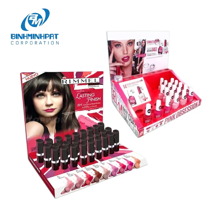 Wholesale OEM Cardboard Counter Box Cosmetic Beauty Salon Makeup Counter Top Display for Store Display Racks
