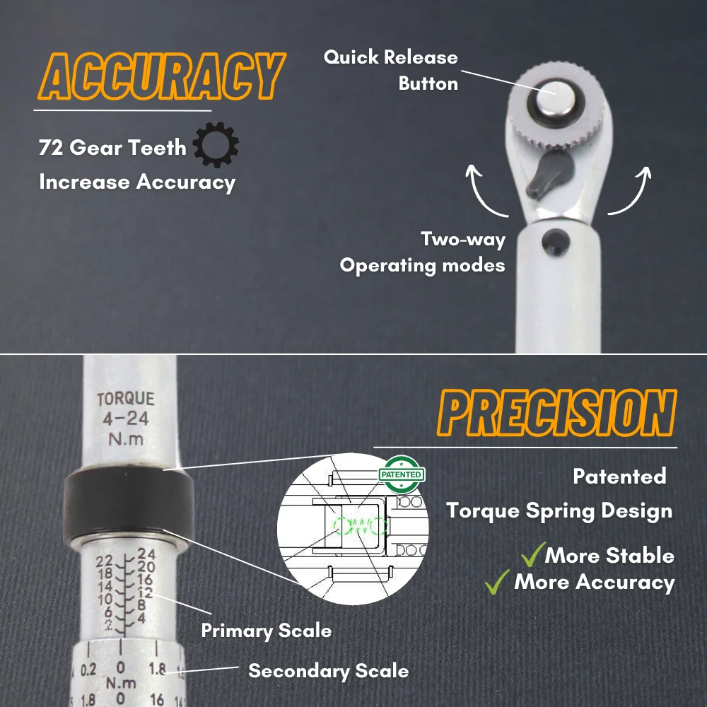 424 Nm Bicycle Torque Wrench Patented Mini Manual Preset Adjustable