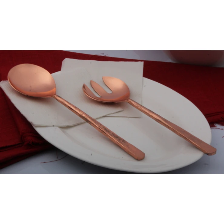 Ss Salad Server Spoon & Fork Set With Designer Handle Premium Quality