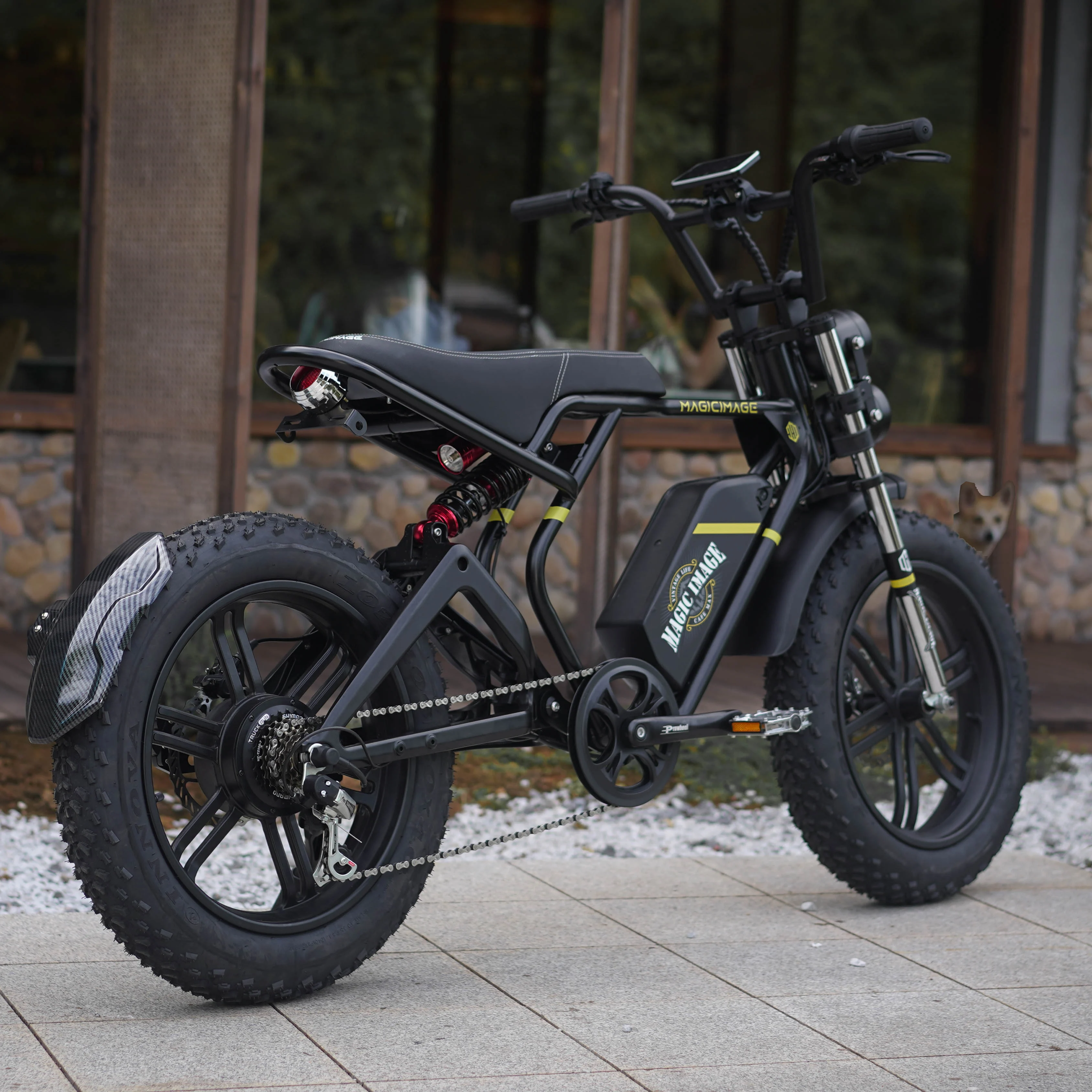 4LEAFカフェレーサーステップオーバー20x4大人用電動自転車スクーター 