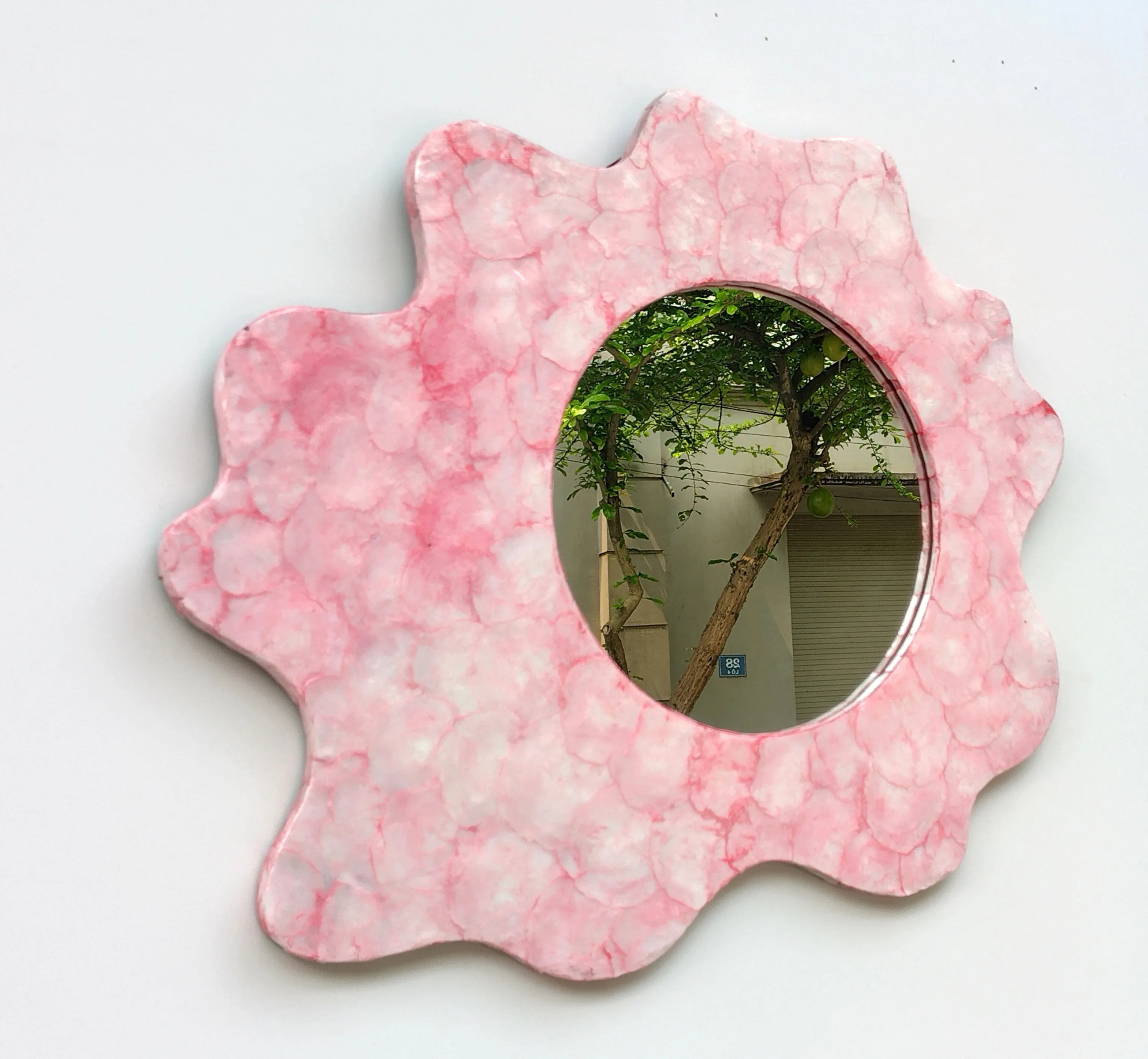 Decorative Luxury Design Mother-of-pearl Mirror For Wall Decor Pink ...