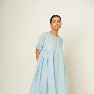 100% Natural Cotton Dress With Pockets Plus Size Cotton Light Blue Dress With Pockets Summer Comfortable Casual Daily Wear