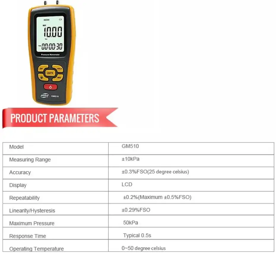 Benetech Gm510 Digital Medical /industrail Pressure Gauge Manometer ...