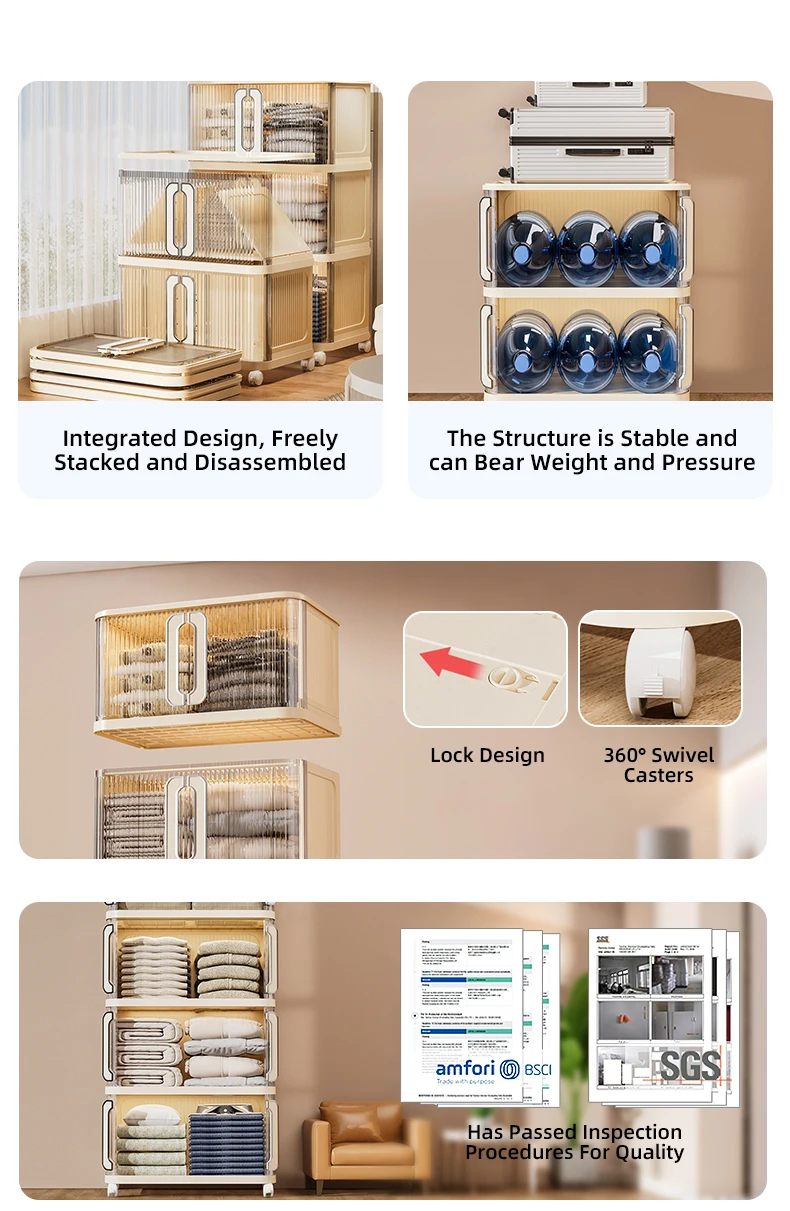 product wanuo translucent plastic clothing storage cabinet stackable multi tier clothing storage cabinet clothing organizer-3