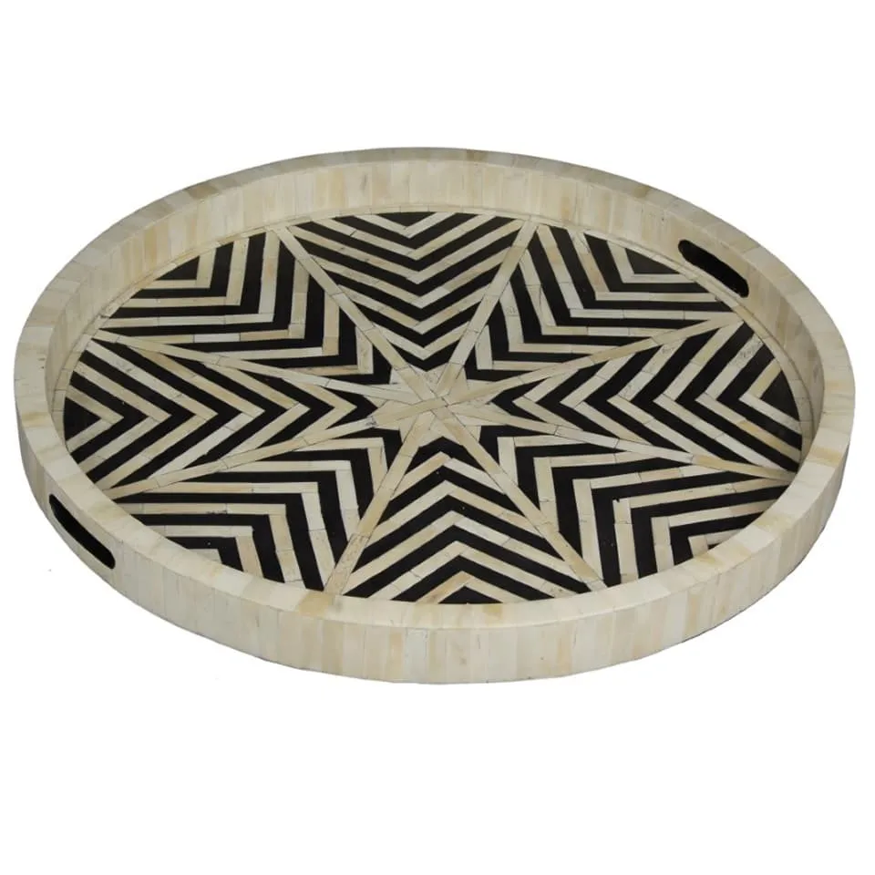Высококачественный индийский деревянный поднос ручной работы с причудливой инкрустацией из костей перламутровый дизайн для подачи еды в домашних условиях