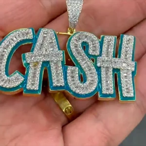 925 Sterling Silver Gold Plated Iced Out White Moissanite Pendant & Charm Fine Jewelry Rapper Chain with Diamond & Charms Unisex