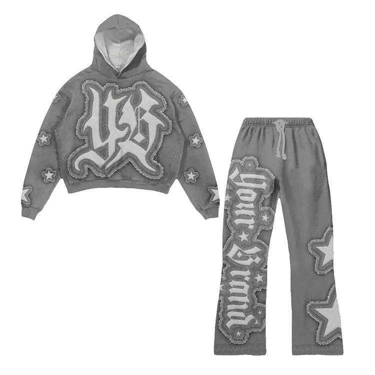 Custom OEM Wholesale Trending 2024 Men Sets Cotton Polyester Patchwork Tracksuit Custom Streetwear Tracksuits For Men