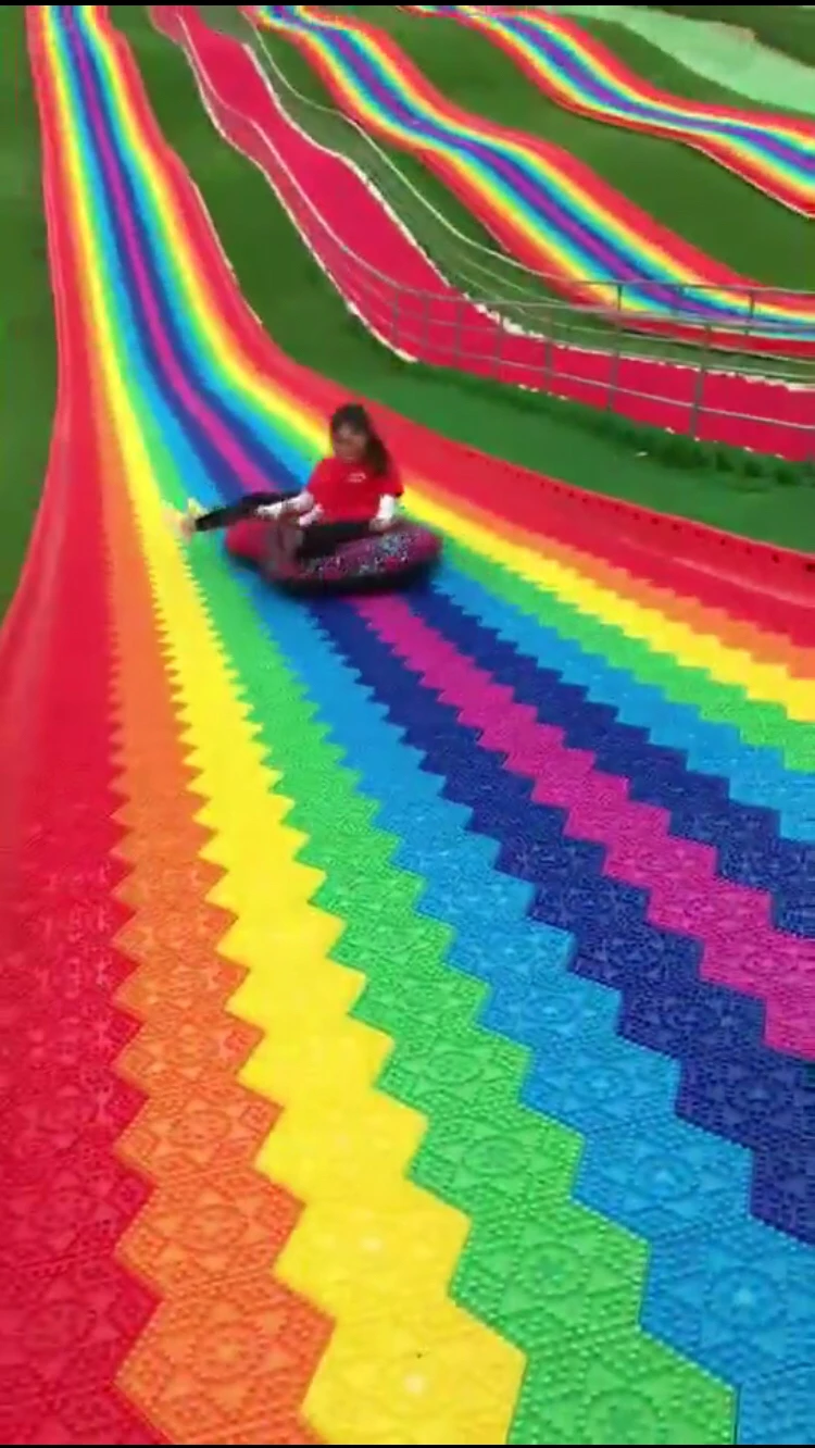 Ground Slide Move Custom Amusement Park Playground Large Plastic Dry Snow Slide rainbow ...