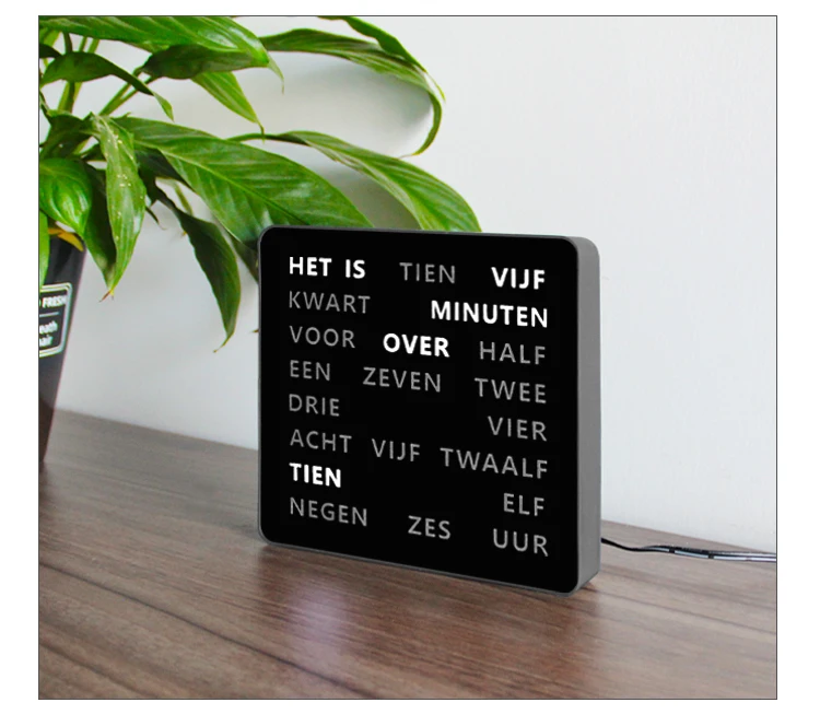 Cheetie Cp037 Led Silent Wall Clock Word Display Custom Dutch French