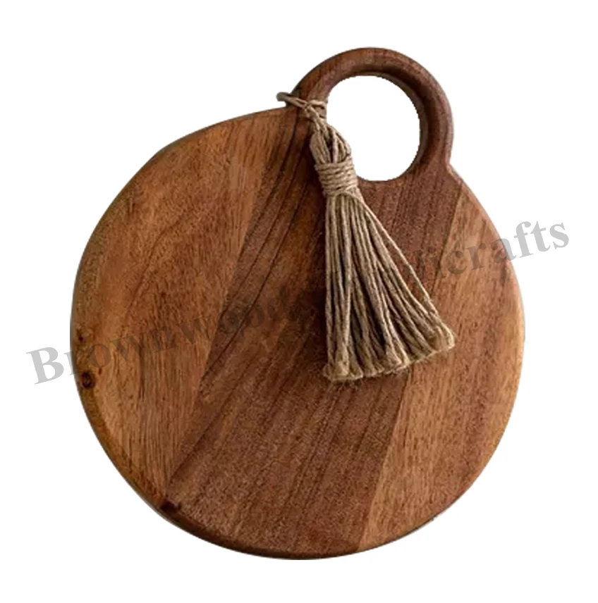Handcrafted Solid Mango Wooden Round Cutting Board for Chopping and Charcuterie Direct from Indian Manufacturer and Exporter