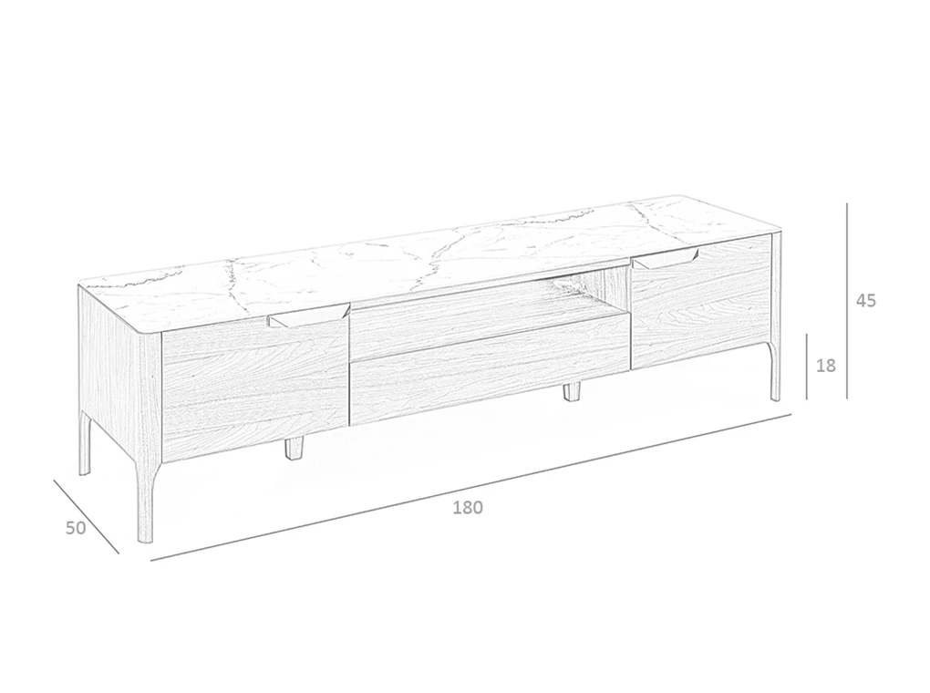 Tv With Walnut Veneered Wood Structure And Glass Top With Doors