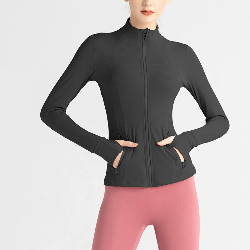 2024 New Trend Gym Yoga running Top Slim Fit Long Sleeve Women's Sports Jacket with Thumbhole