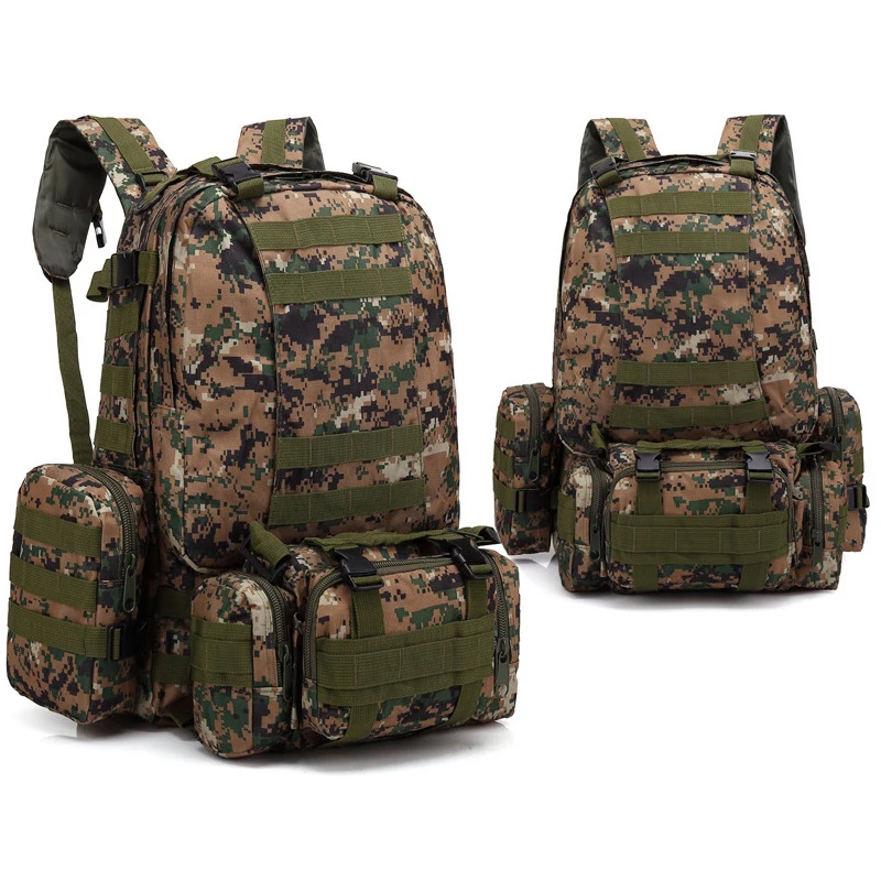 High Quality Molle Backpack In Green Camouflage With Many Compartments