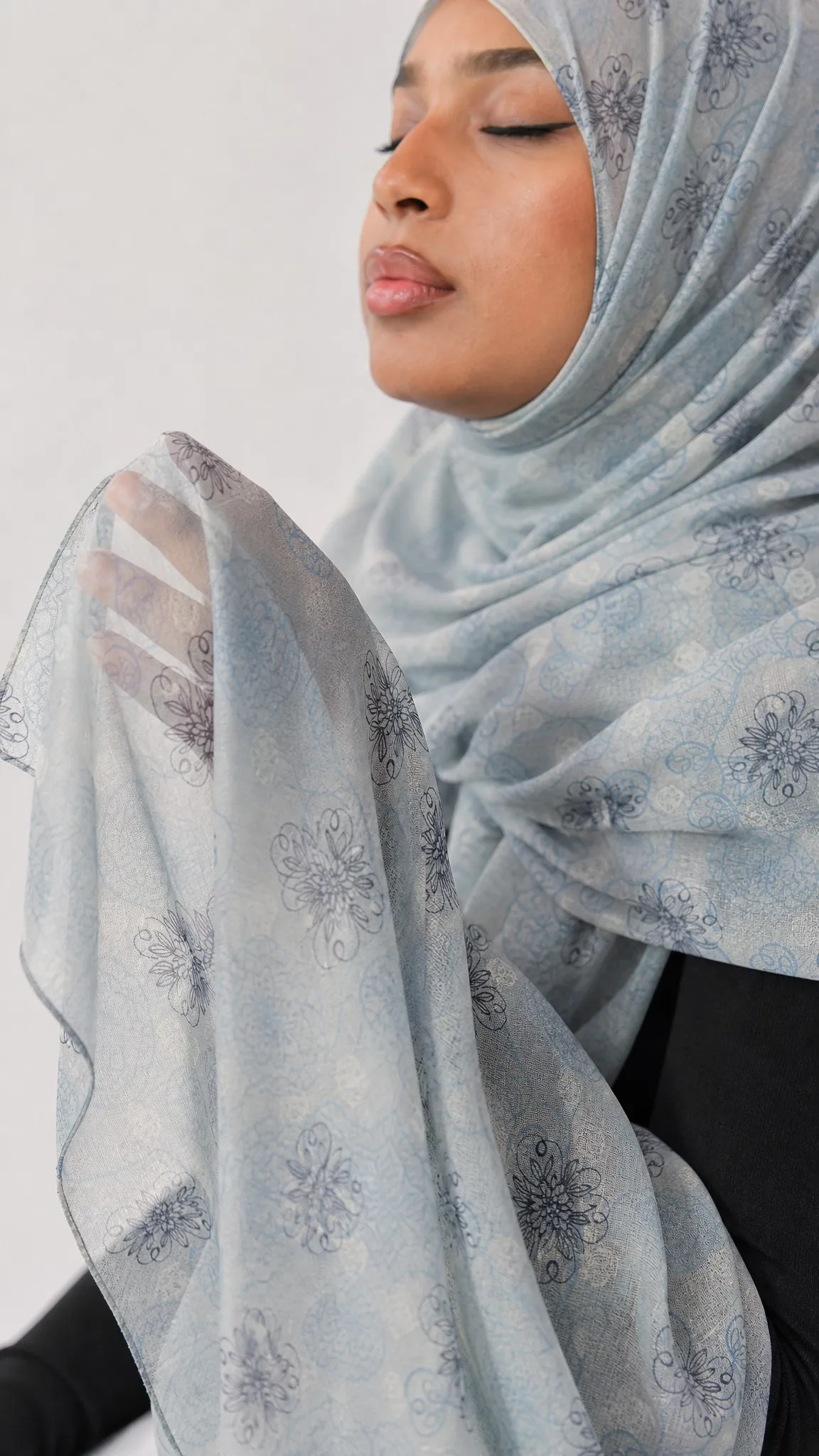 Custom Printed Modal Hijab Paisley Blue view 3