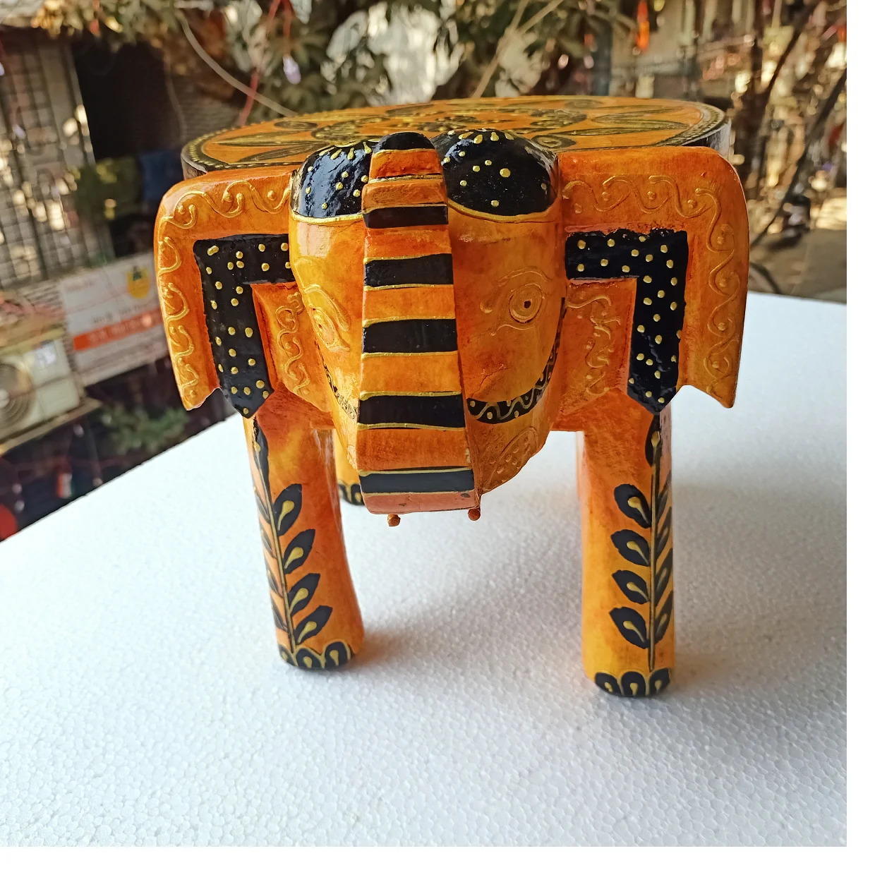 Custom Made  Wooden Hand Painted Elephant Stands Ideal for Use by Home Decoration Stores for Resale