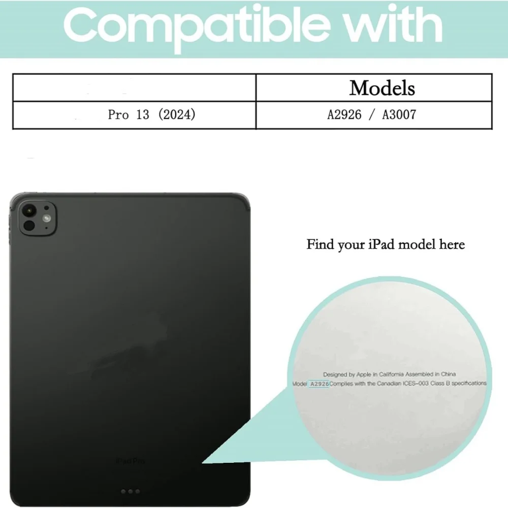 product ultra thin pu leather magic case for ipad pro 13 inch m4 2024 7th generation flip cover shock resistant laudtec-6