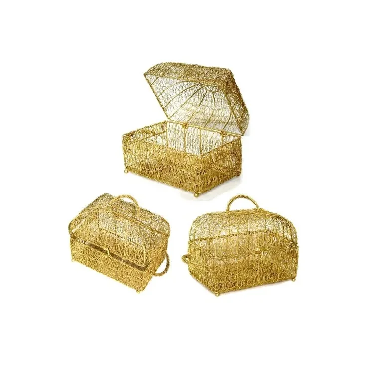 Hot Sales Metal Mesh Hamper Basket With Gold Plated For Home At Cheap