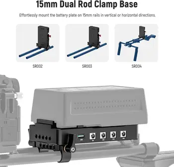 NEEWER V Mount Battery Plate with 15mm Rod Clamp, Power Supply Splitter PD 60W Type C&D Tap/DC15V Port, Compatible with Fxlion product image