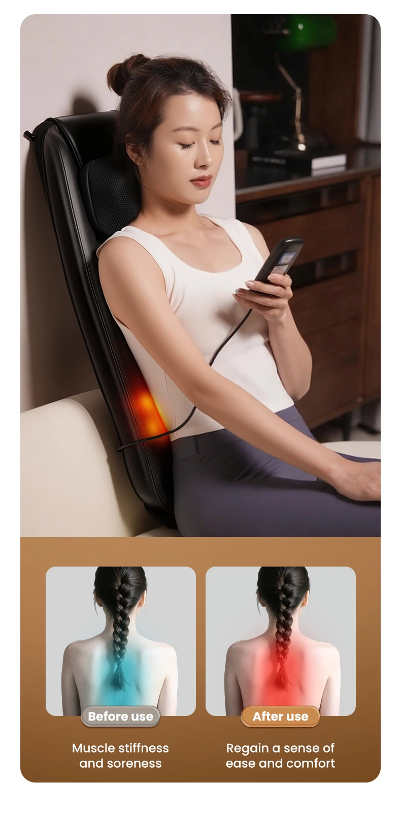 product 3 in 1 back massager shiatsu neck and back massager with soothing heat massage machine-4