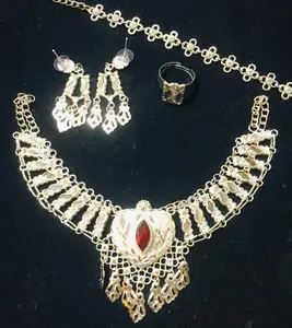 24K Gold Plated Vintage Fashion Jewelry Set Comoros Mayotte Style USA France Copper Necklace Earrings Bangles