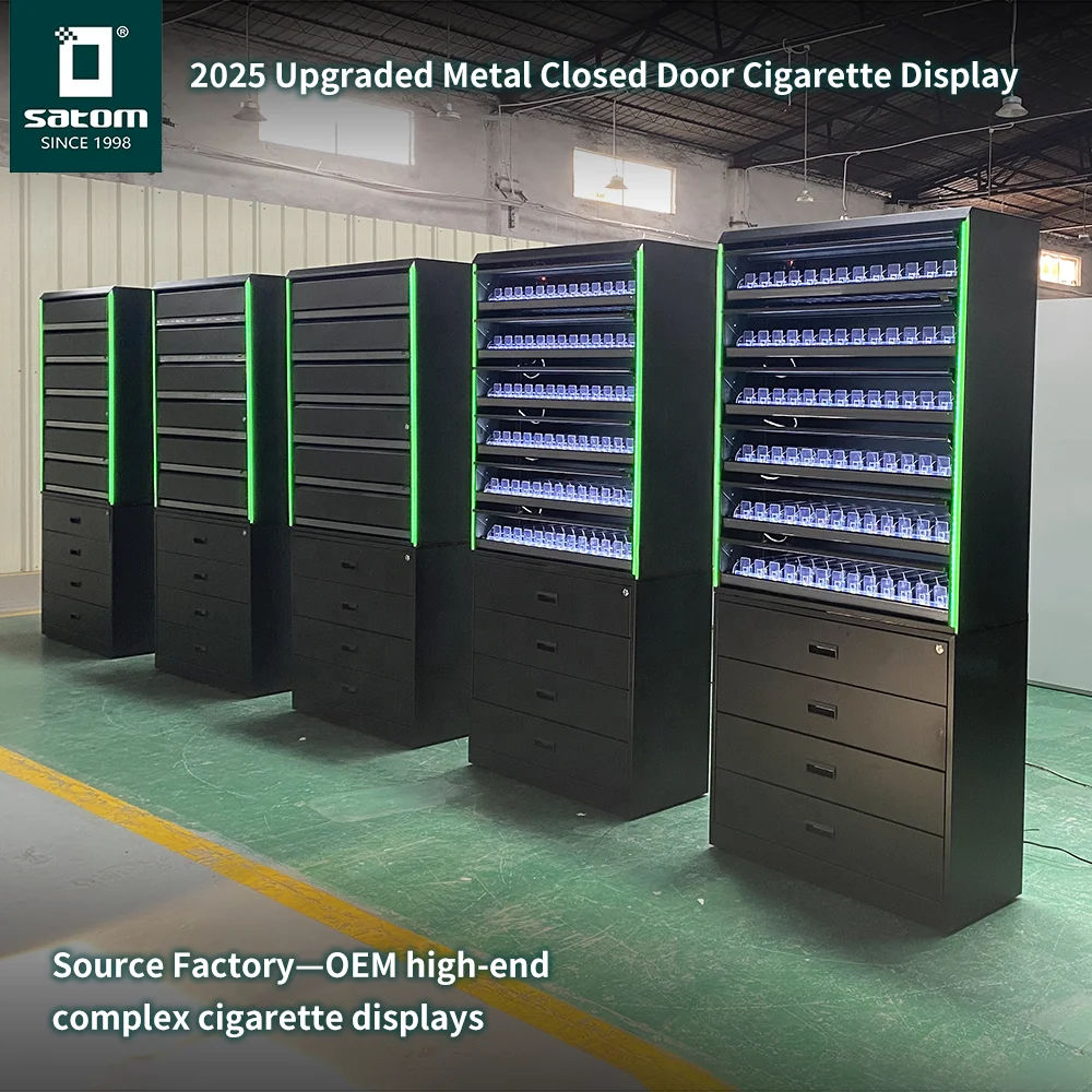 Australia UK Metal Iron Closed Door Cigarettes Tobaccoes Cabinet Rack  Cigarettes Display Showcase for Gas Station Smoke Shop