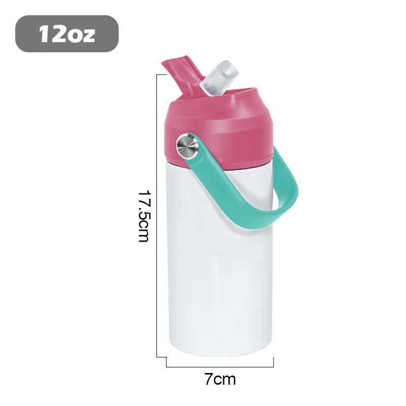 New Arrival 12oz 304 Stainless Steel Double Wall Leak-Proof BPA Free Sublimation Blank Tumbler Flip Top Kid Vacuum Flask Handle
