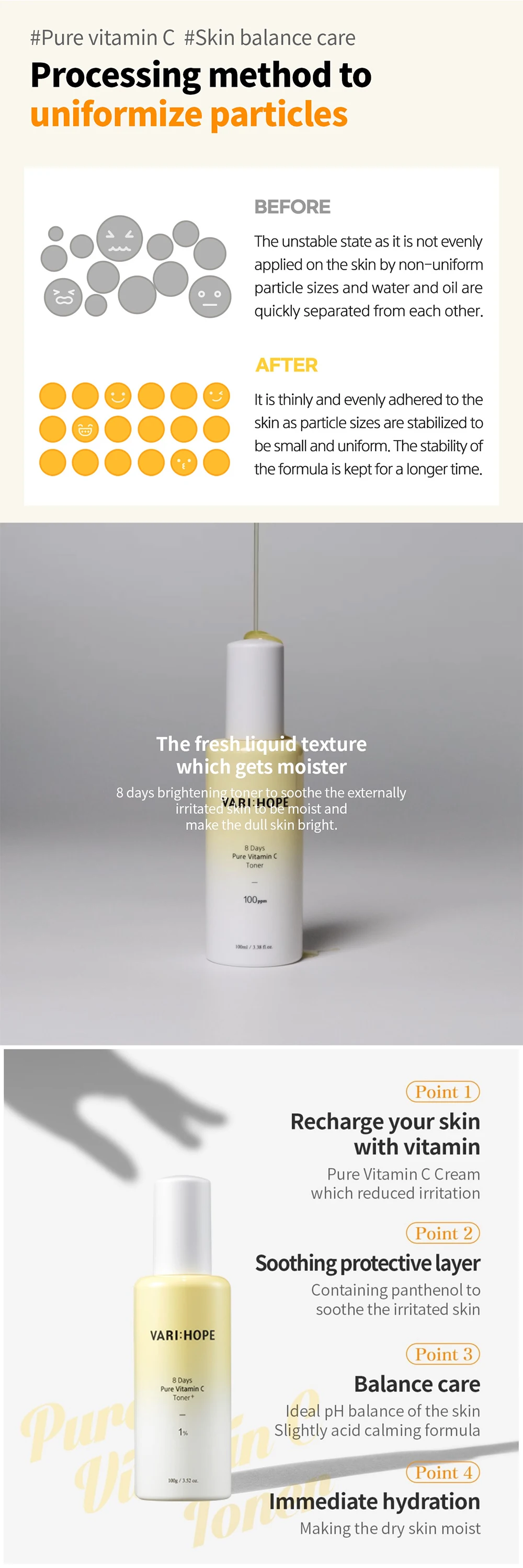 Korean Made Skin Care Products Varihope 8 Days Pure Vitamin C Toner