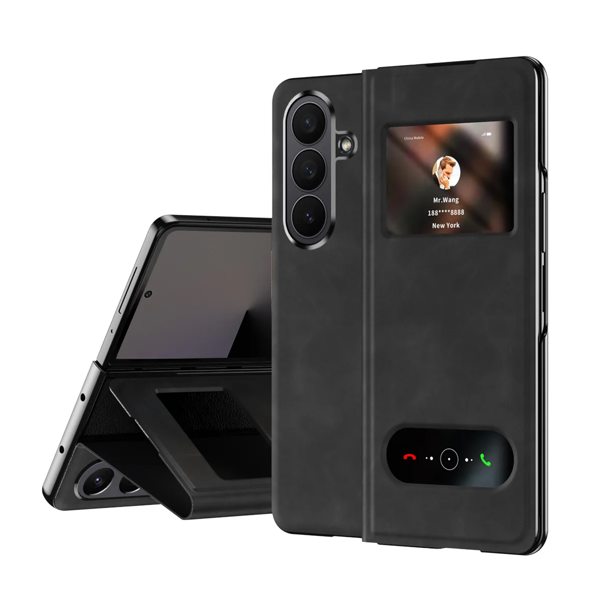 XUTONG for for Z Fold 7/6/5 Mobile Phone Case Elegant Business Window Plain Anti-Drop Shockproof PU+PC Material Phone