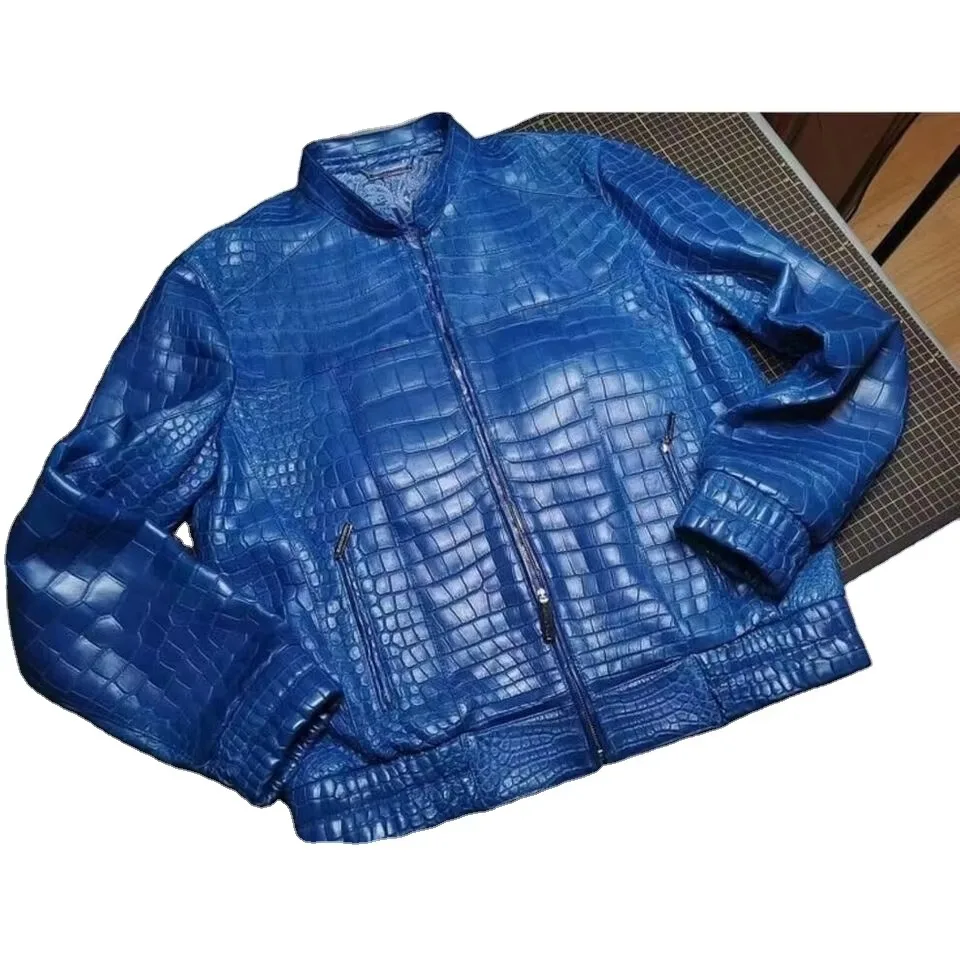 Men's Premium Crocodile Leather Jacket - Vintage Style