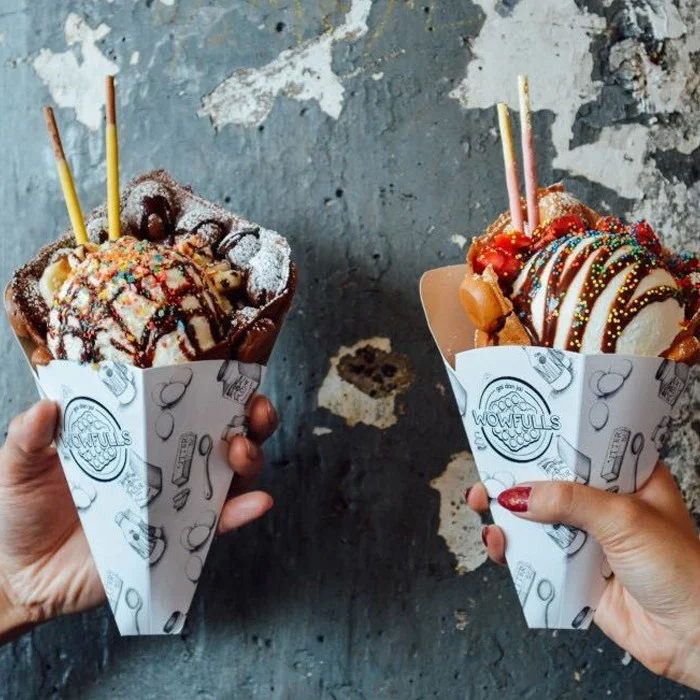 Bubble Waffle Paper Cone Box With Ice Cream Cup Waffle Box Packing Wax Coated Paper Box for Waffle Packing
