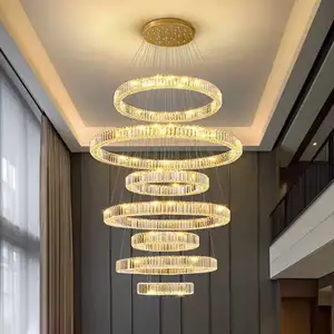Interior Decoration High Ceiling Hanging Lamp Crystal Chandelier Villa Staircase Custom Led Chandelier