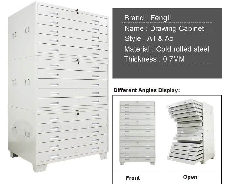 A0 or A1 Map Display & Drawing Storage Cabinet - Modern Design